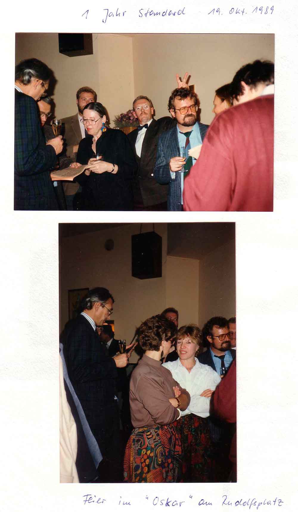 wir sind urgestein standard   fritz luger michael hann günter vanicek spudich günter draxler und viele mehr im oscar bei der ersten jahr feier 1989 des standard 