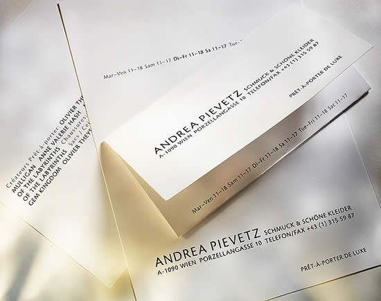 Brigitta Bernart-Skarek Graphikdesignerin Corporatedesign corporate design Andrea Pievetz boutique pret-a-porte de luxe Wien